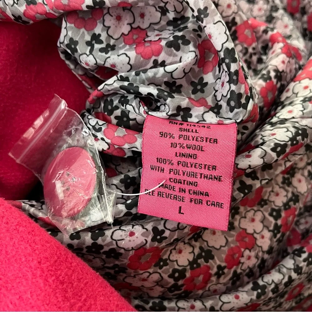 Y2K Jou Jou Double Breasted Peacoat Wool Blend Magenta L Juniors
